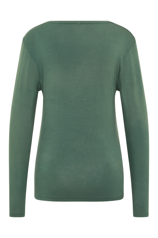 Langärmeliges Tencel Shirt - dark green